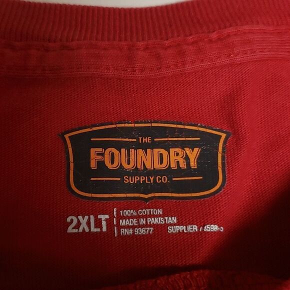 🌹Foundry Mens Red Tee Shirt Front Pocket sz XXLT - Picture 3 of 4